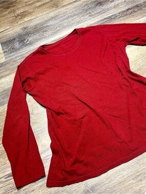 90s/Y2K Dark Red Long Sleeve Basic Tee ❤️
